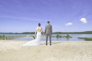 Wedding Couple overlooking water